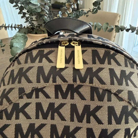 Michael Kors Black and Tan Logo Backpack - Picture 7 of 9